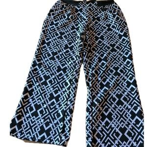 Ashley Stewart Womens Black White Stretch Lightweight Print Pant Sz 18/20